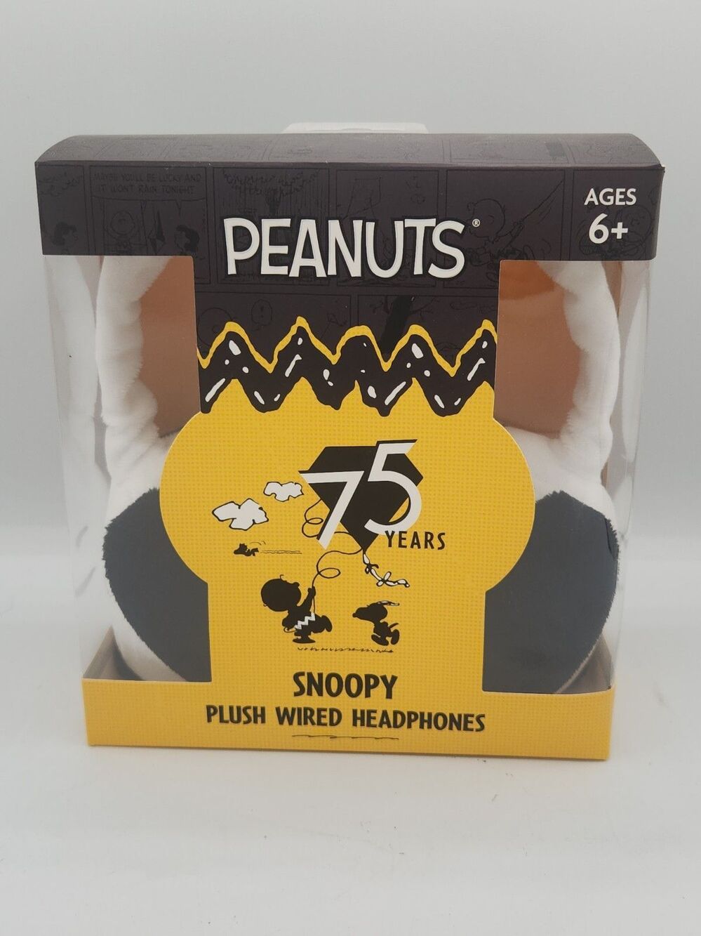 NEW Peanuts Snoopy Plush Wired Headphones 75 Years NIB